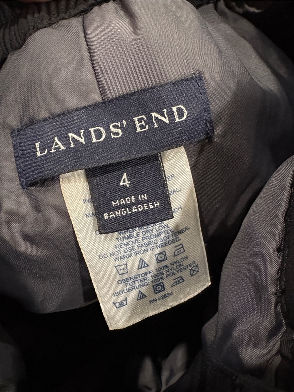 Lands' End Squall Black Snow Pants, Size 4 - Picture 4 of 5